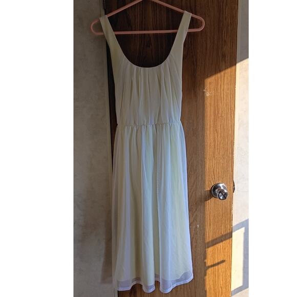 Calvin Klein Yellow Mesh Bow Back Dress XS S Coquette Soft Girl Chiffon Romantic - Picture 1 of 13